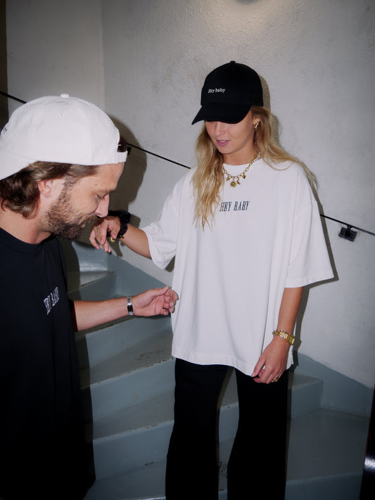 Tee shirt mixte Hey baby blanc