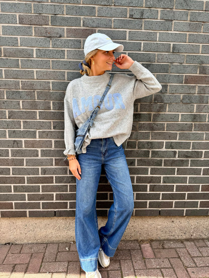 Pull Amour gris